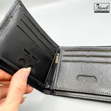 ست کیف پولی مردانه و جاکلیدی چرم طبیعی milion | رنگ مشکی 14040216 - Image 4