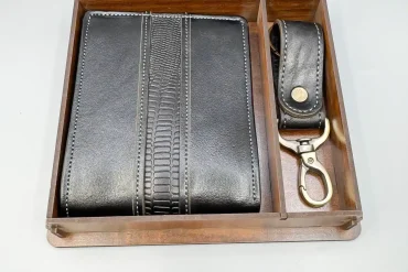 ست کیف پولی مردانه و جاکلیدی چرم طبیعی milion | رنگ مشکی 14040214