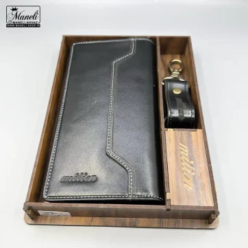 ست کیف کتی مردانه و جاکلیدی چرم طبیعی milion | رنگ مشکی 14040213