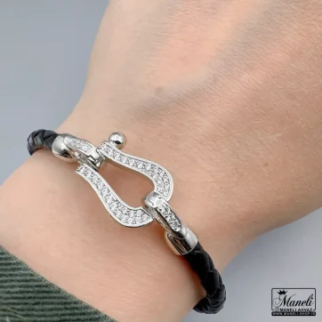 دستبند زنانه امگا نگین دار مشکی | کیفیت درجه یک 14040215