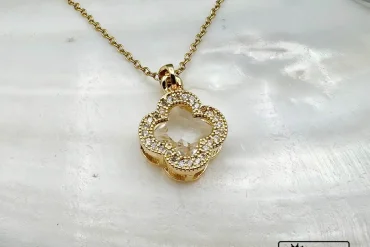 گردنبند ونکلیف استیل – نگین‌دار با سنگ تراش‌خورده مشابه الماس | رنگ ثابت، آبکاری درجه یک14040327