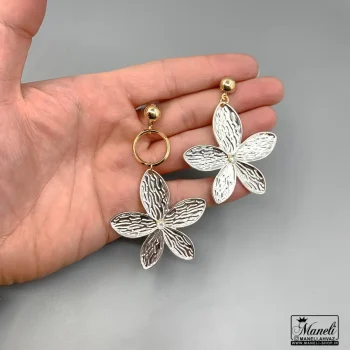 گوشواره استیل گل نامتقارن زنانه با رنگ ثابت – طراحی خاص و چشم نواز 14040320 - Image 4