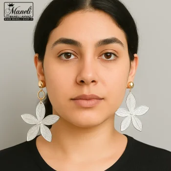گوشواره استیل گل نامتقارن زنانه با رنگ ثابت – طراحی خاص و چشم نواز 14040320 - Image 2