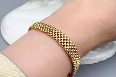دستبند حصیری طلایی ظریف | 7 میل 14040303