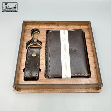 خرید ست جاکارتی و جاکلیدی milion چرم طبیعی | قهوه ای