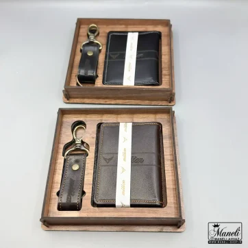 ست جاکارتی و جاکلیدی milion چرم طبیعی | قهوه ای و مشکی 14040212