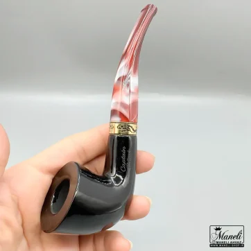 خرید پیپ چوبی کاپیتان بلک مشکی با دسته قرمز ابر و بادی