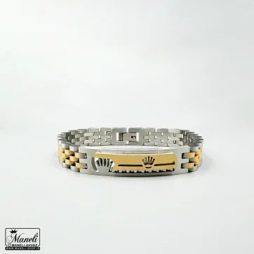 خرید دستبند رولکس پلاک دار دورنگ طلایی نقره ای