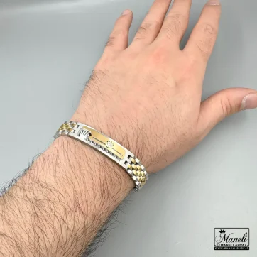 دستبند رولکس پلاک دار ( طلایی نقره ای ) | استیل | درجه یک 14040315