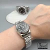ساعت مچی زنانه رولکس استیل سیلور | صفحه مشکی اندکس نگینی | موتور ژاپنی سایز M|S - Image 2