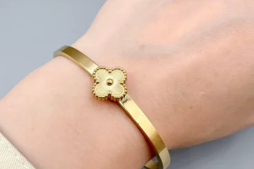 دستبند زنانه ونکلیف النگویی طلایی | رنگ ثابت 14040311