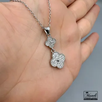 خرید گردنبند زنانه ونکلیف رنگ نقره ای نگین دار | رنگ ثابت