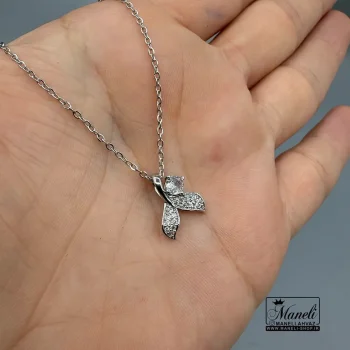 گردنبند استیل دوم‌وال رنگ ثابت با نگین‌ درخشان