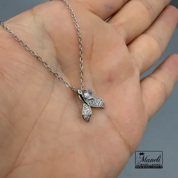 گردنبند استیل دوم‌وال رنگ ثابت با نگین‌ درخشان