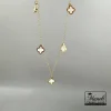 گردنبند هفت گُل طلایی با سنگ سفید (ونکلیف) - Image 3