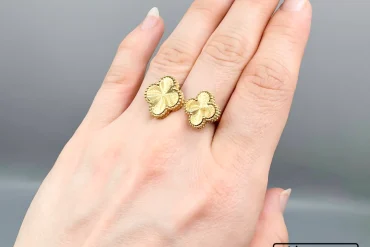 انگشتر ونکلیف دو گل مشابه طلا رنگ ثابت |140404100
