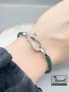 دستبند امگا با چرم رنگ سبز زیبا و قفل دو طرفه نگین مخراج شده|14040480 - Image 3