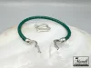 دستبند امگا با چرم رنگ سبز زیبا و قفل دو طرفه نگین مخراج شده|14040480 - Image 5