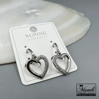 گوشواره قلبی نگین دار ژوپینگ حلقه ای راحت|14040477 - Image 3