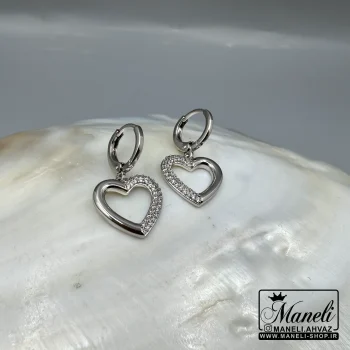 گوشواره قلبی نگین دار ژوپینگ حلقه ای راحت|14040477