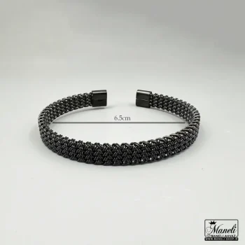 دستبند بنگل حصیری مردانه مشکی 8 میل | استیل رنگ ثابت 14040427 - Image 2