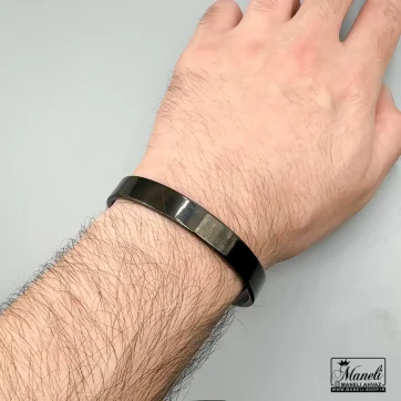 دستبند بنگل مردانه مشکی 10 میل | استیل رنگ ثابت 14040440