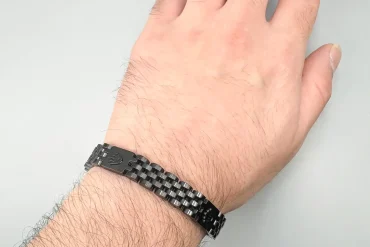 دستبند مردانه مشکی با لوگوی برجسته رولکس | استیل درجه یک 14040421