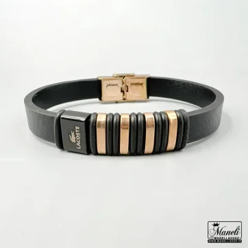 قیمت دستبند چرم مردانه با پلاک رزگلد مشکی