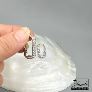 گوشواره حلقه‌ای نگین مخراج شده ژوپینگ | ترکیبی از ظرافت و دوام برای استایل روزمره و مجلسی14040408 - Image 4