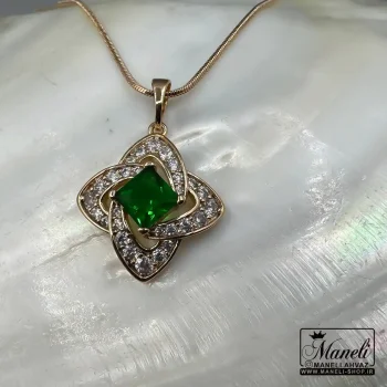 گردنبند زنانه ژوپینگ نگین سبز|14040472