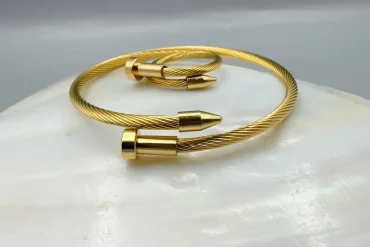 ست دستبند و انگشتر میخی استیل | رنگ ثابت و ضد حساسیت14040331