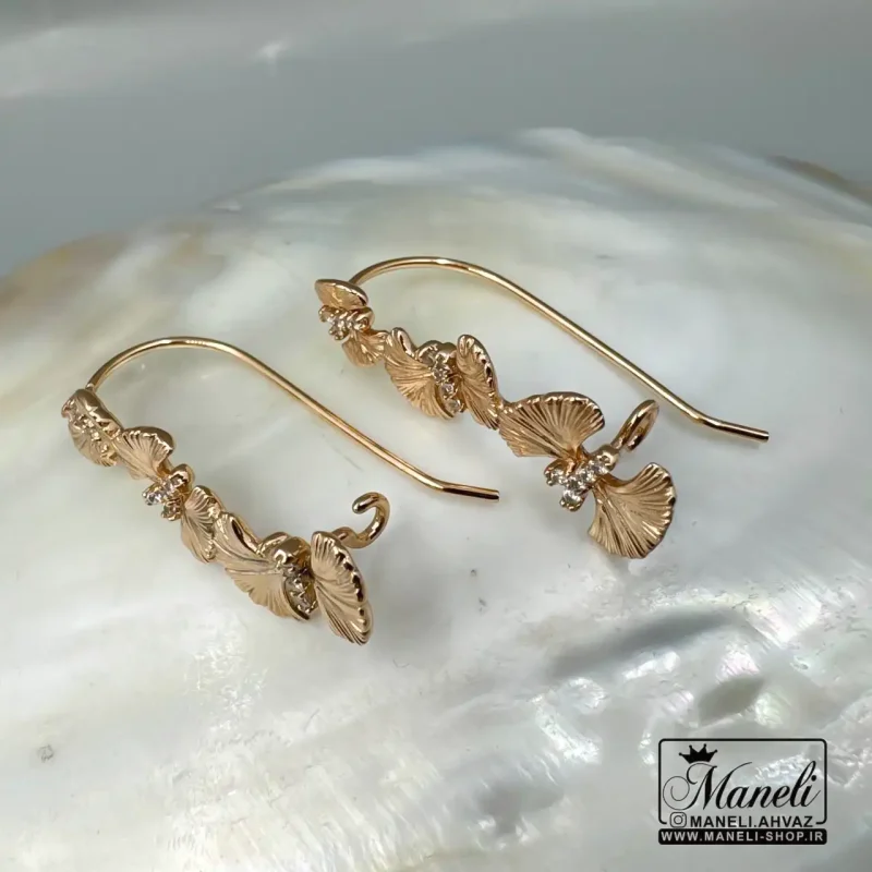 گوشواره ژوپینگ طرح گل با نگین | رنگ ثابت، قفل محکم|14040434 - Image 3