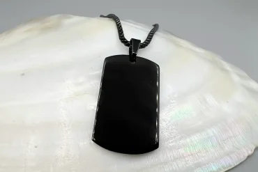 گردنبند با پلاک ساده و بدون طرح مشکی 14040490