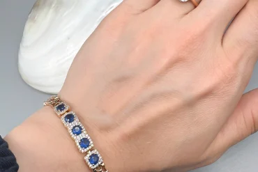 ست دستبند و انگشتر ژوپینگ زنانه نگین سورمه ای|14040449