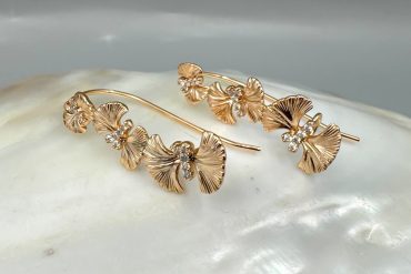 گوشواره ژوپینگ طرح گل با نگین | رنگ ثابت، قفل محکم|14040434