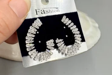 گوشواره مجلسی نگین باگتی رنگ ثابت|14040436