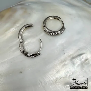 گوشواره حلقه‌ای نگین‌دار ژوپینگ|14040416 - Image 2