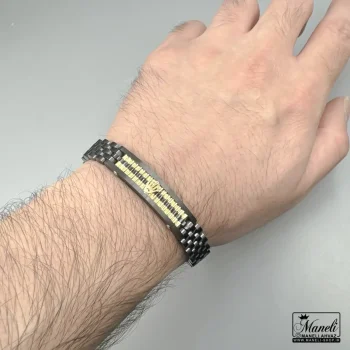 دستبند رولکس مردانه پلاک دار مشکی طلایی | استیل 14040424