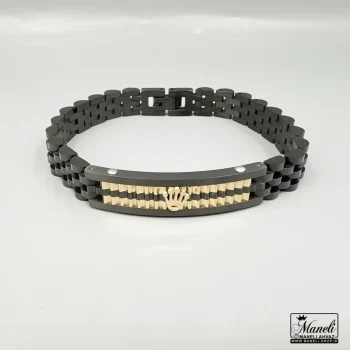 خرید دستبند رولکس مردانه پلاک دار مشکی طلایی