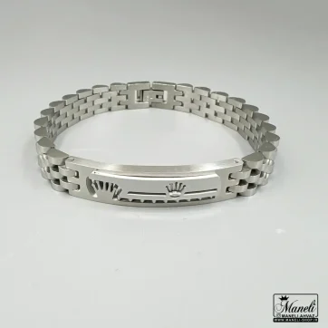 خرید دستبند رولکس مردانه پلاک دار نقره ای