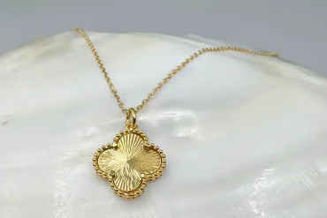 خرید گردنبند استیل طلایی ونکلیف تک گل|14040447