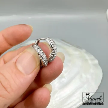 گوشواره حلقه‌ای نگین‌دار ژوپینگ|14040416 - Image 4