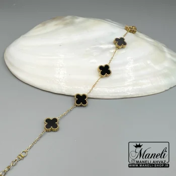 دستبند ونکلیف طلایی با گل مشکی|14040451 - Image 3