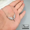 14040468|گردنبند زنانه رنگ ثابت استیل بال فرشته تمام نگین مخراج کار شده - Image 2