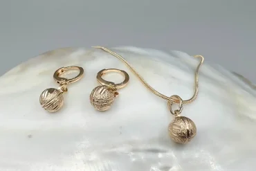 نیم ست ژوپینگ ظریف مشابه گوی بدون نگین|14040445