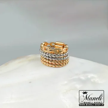 انگشتر پرتوفینو دورنگ بابافت زیبا و مشابه طلا