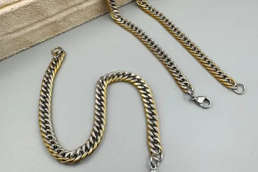 ست دستبند و زنجیر کارتیر طلایی و سفید|140404157