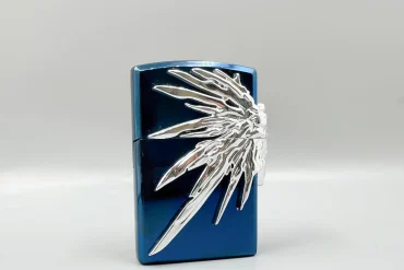 فندک زیپو خاص و لاکچری گازی با رنگ آبی کاربنی |140404114