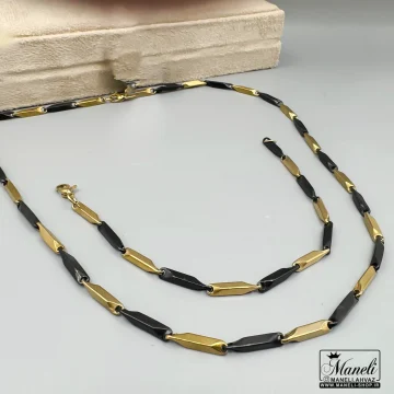 ست دستبند و زنجیر طلایی و مشکی کبریتی|140404158 - Image 3