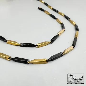 ست دستبند و زنجیر طلایی و مشکی کبریتی|140404158 - Image 2